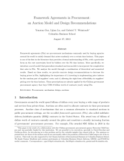 Framework Agreements in Procurement: an Auction Model and