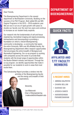 QUICK FACTS DEPARTMENT OF BIOENGINEERING T/TT