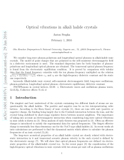 Optical vibrations in alkali halide crystals