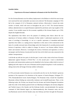 Gundula Gahlen Experiences of German Combatants in Romania in