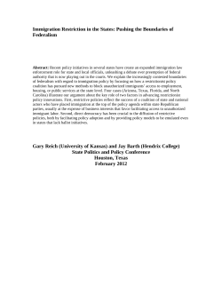 Immigration Restriction in the States: Pushing the Boundaries of