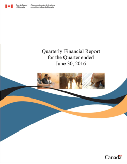 Quarterly Financial Report for the Quarter ended June