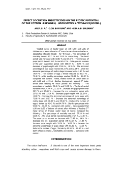 Effect Of Organic Compounds On Some Biological Aspects Of