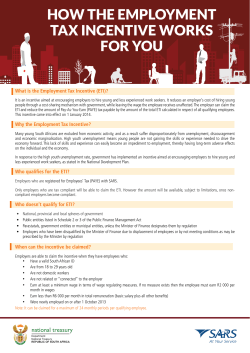 How the Employment Tax Incentive Works for You