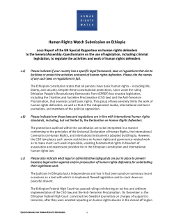Human Rights Watch Submission on Ethiopia