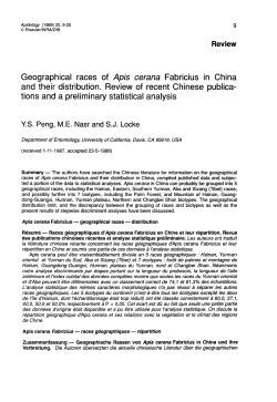 Geographical races of Apis cerana Fabricius in China tions and a