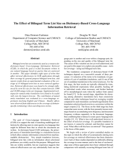 The Effect of Bilingual Term List Size on Dictionary