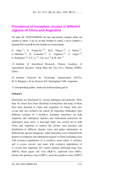 Prevalence of honeybee viruses in different regions of China and