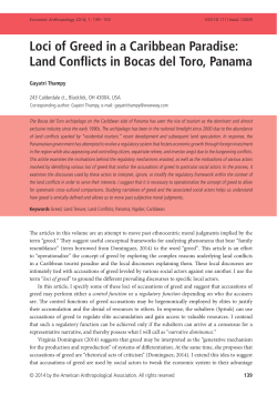 Loci of Greed in a Caribbean Paradise: Land Conflicts in Bocas del