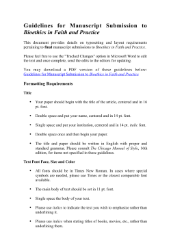 Guidelines for Manuscript Submission to Bioethics in Faith and