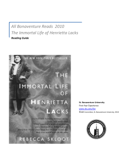 All Bonaventure Reads 2010 The Immortal Life of Henrietta Lacks