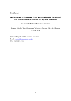 Short Review Quality control of Photosystem II: the molecular basis