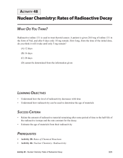 Nuclear Chemistry: Rates of Radioactive Decay