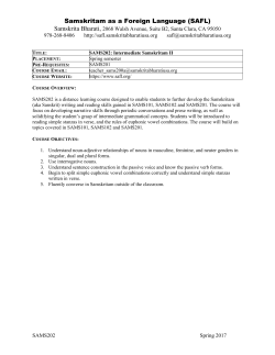 Samskritam as a Foreign Language (SAFL) Samskrita