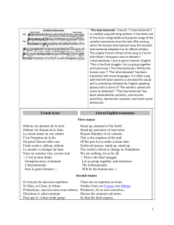 French lyrics Literal English translation First stanza Debout, les