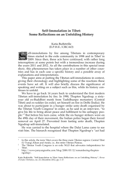 Self-Immolation in Tibet: Some Reflections on an Unfolding History