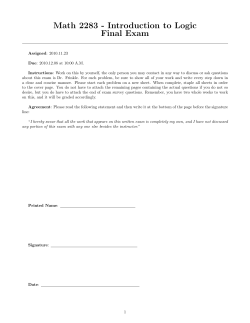 Math 2283 - Introduction to Logic Final Exam