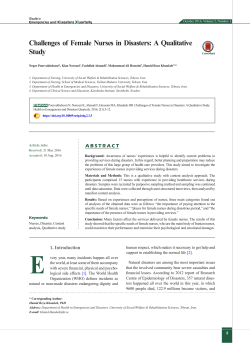 Challenges of Female Nurses in Disasters: A Qualitative Study