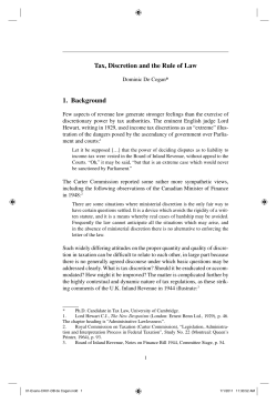 Tax, Discretion and the Rule of Law 1. Background