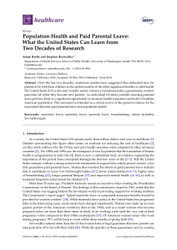 Population Health and Paid Parental Leave: What the United States