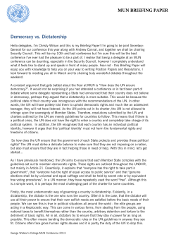 MUN BRIEFING PAPER Democracy vs. Dictatorship