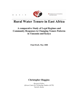 Rural Water Tenure in East Africa