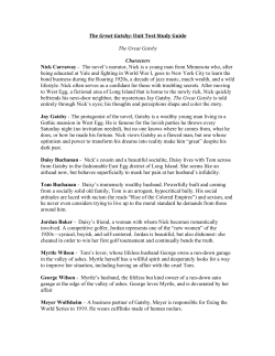 The Great Gatsby: Unit Test Study Guide The Great