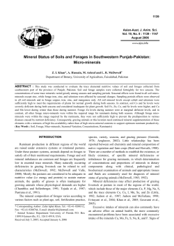 Mineral Status of Soils and Forages in Southwestern Punjab