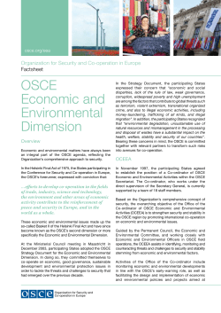 OSCE Economic and Environmental Dimension