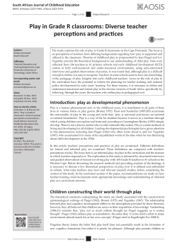 Play in Grade R classrooms: Diverse teacher perceptions and
