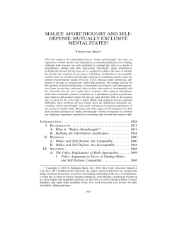 malice aforethought and self- defense