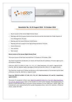 Newsletter No. 14, 01 August 2016