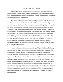 the age of hyper ego