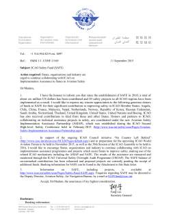 I have the honour to inform you that since the establishment of SAFE