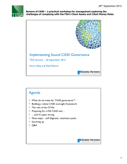 Implementing Sound CASS Governance