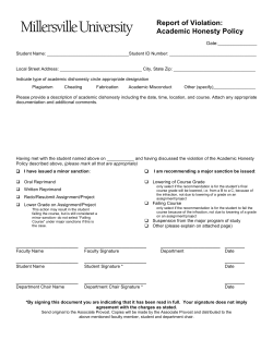 Academic Honesty - Report of Violation Form