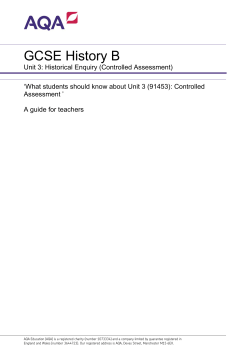 GCSE History B Controlled assessment Teacher guide