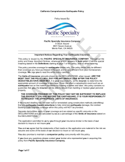 Pacific Specialty Insurance Company A Stock Insurer