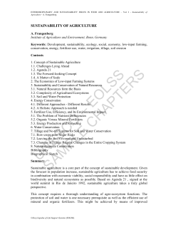 Sustainability of Agriculture