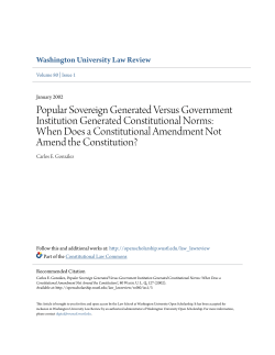 Popular Sovereign Generated Versus Government Institution