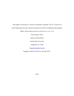 The Origins of Coercion in &ldquo;Assertive Community Treatment&rdquo; (ACT