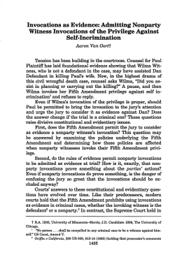 Invocations as Evidence: Admitting Nonparty Witness Invocations of