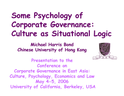 Some Psychology of Corporate Governance: Culture