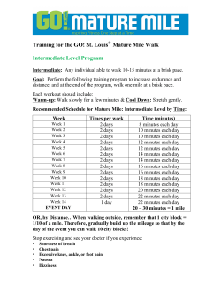Training for the GO! St. Louis&reg; Mature Mile Walk Intermediate Level