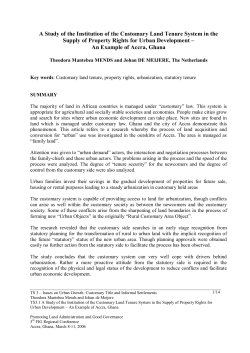 A Study of the Institution of the Customary Land Tenure System in