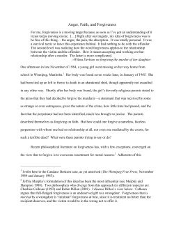 Anger, Faith, and Forgiveness - Philosophy