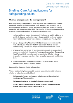 Briefing: Care Act implications for safeguarding adults
