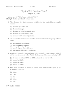 Physics 211 &ndash; Practice Exam 5 w Solutions (2011)