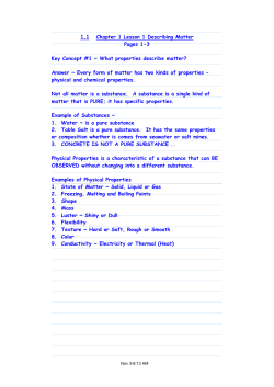 1.1 Chapter 1 Lesson 1 Describing Matter Pages 1