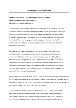 Reading the world and word &ndash; Freire and MAcDeo